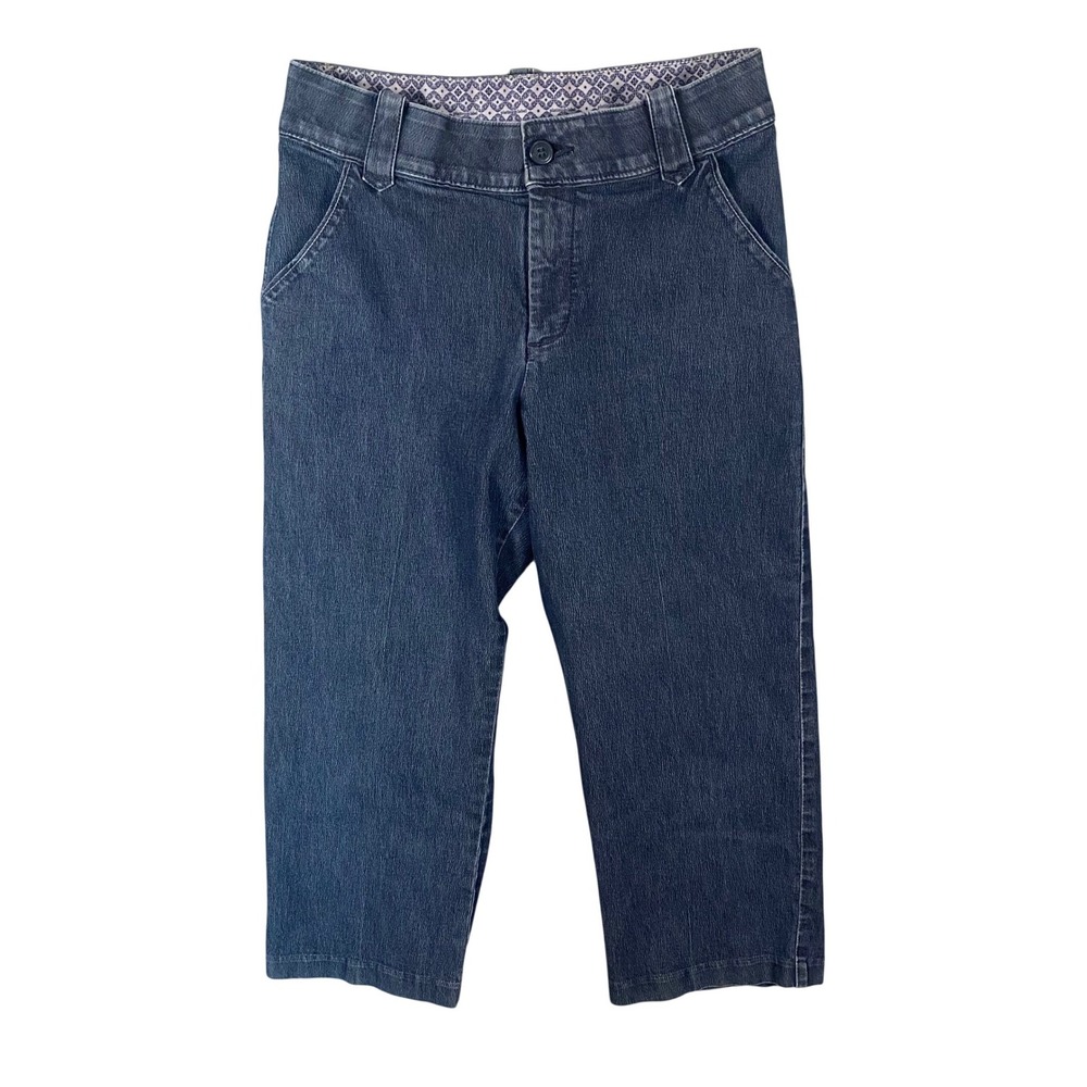 Dark Wash Capri Cropped Denim Straight Leg Stretch Pants Size 6 Medium